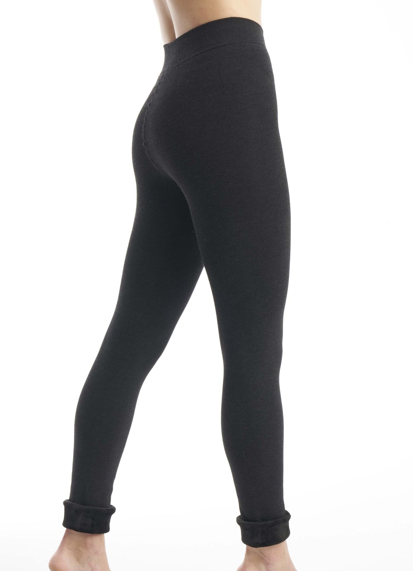 Lemon Faux Fur Lined Leggings - Charcoal
