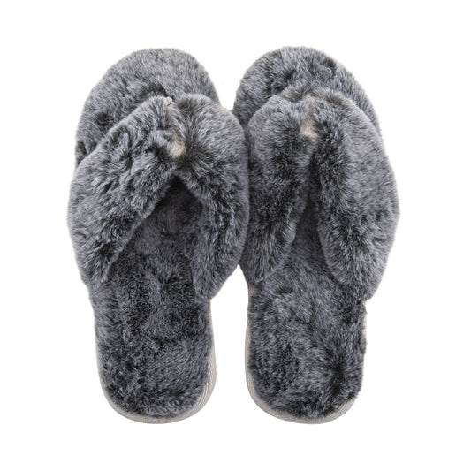 Lemon Waterfront Fur Slipper - Black