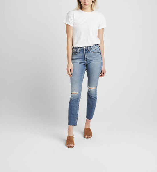 Silver Most Wanted Straight Crop Jeans - Indigo