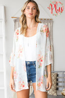 Heimish Fashion Floral Ruffel Sleeve Kimono - Mint/Multi