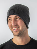 Northbound Beanie Rubber Patch Knit Beanie - Charcoal Heather