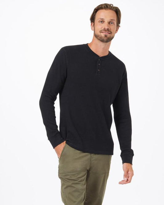 Ten Tree Men's Treewaffle Henley - Black