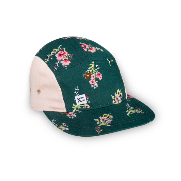 XS Unified Hat Floral Kids 5 Panel Hat - Green Flora