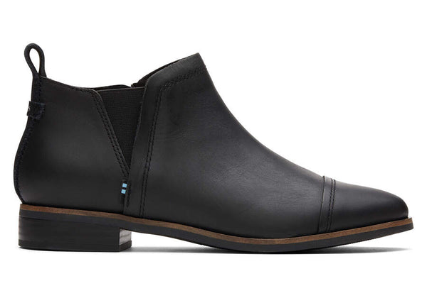 Toms Smooth Leather Woman's Reese Booties - Black