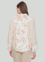 Dex Floral Button Front Blouse With Yoke - Peachy Florals