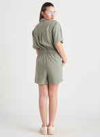 Black Tape Tencel Utility Romper - Sage